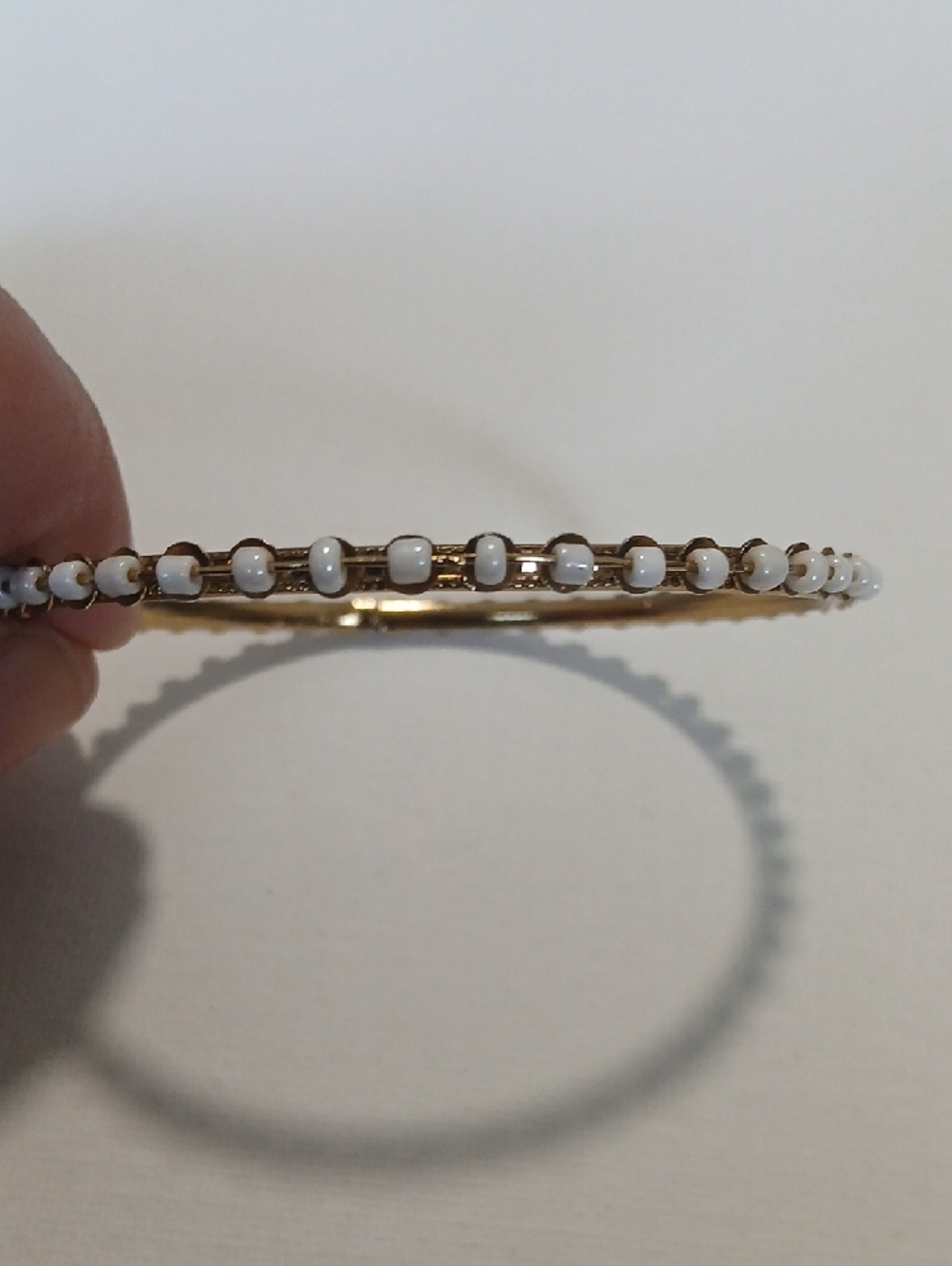 Boho Festival Gold-Tone Women's Bangle Bracelet Set with Coral & White Accents - Picture 11 of 16